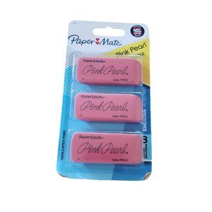 Paper Mate Pink Pearl Erasers Large 3 Count New